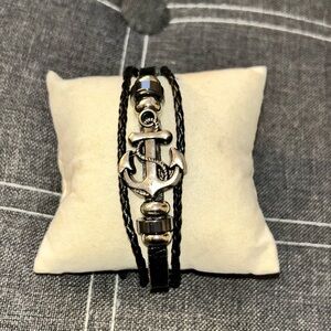 Black silver tone  Anchor Bracelet